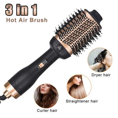 Professional Volumizer Styler Negative Ion Hair Straightener Curler Brush One Step Hair Dryer Hot Air Brush 3 in1Hair Dryer