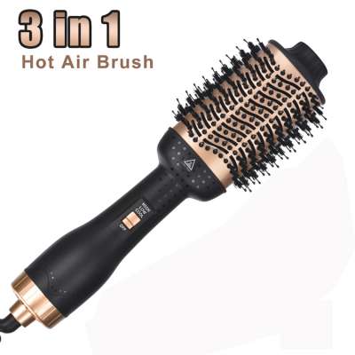 Gold Hair Dryer & Volumizing Brush Stock One Step Hair Dryer And Styler Electric Hot Air Brush